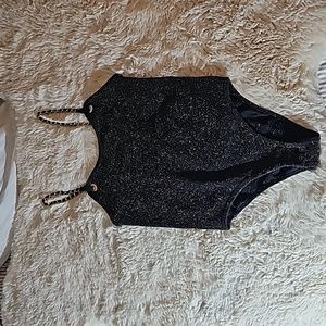 NWT bodysuit black and gold